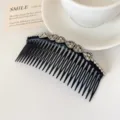 Black Rhinestone Hair Comb, Sparkling Crystal Side Comb for Bangs and Styling - Silver White Bowknot Comb