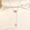 Zilverkleurige Y-vormige bonenketting, delicate titanium stalen choker voor dames, stijlvol sieraad. - Boon Vierkante Plaat Stijl (XKN0300) / Zilver
