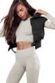 Women winter cropped puffer vest solid color stand collar zipper sleeveless outerwear - S / Tops / Black