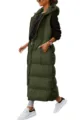 Women long hooded puffer vest winter casual sleeveless zip up gilet outerwear coat - S / Tops / Army Green