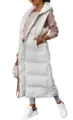 Long hooded puffer vest for women, solid color slim fit winter outerwear with zipper and drawstring. - S / Tops / White