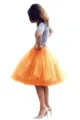 Femme jupe tutu orange tulle courte plissée jupon de fête superposition mesh style variante - Taille unique / Bas / Orange