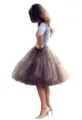 Jupe tutu plissée en tulle femme variante, jupe courte bouffante en maille élégante. - Taille unique / Bas / Gris