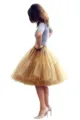 Femme courte jupe tutu en tulle plissé jupon mesh style variante pour mode tendance. - Taille unique / Bas / Jaune Terre