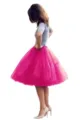 Femme courte jupe tulle rose tutu duveteux maille plissée jupe mi-longue pour soirée. - Taille unique / Bas / Rose rouge