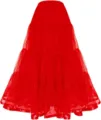 Red long tiered petticoat underskirt for wedding dress, prom, evening party and stage wear. - S / Bottoms / Red