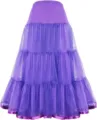 Purple tiered tulle petticoat long wedding underskirt crinoline for ball gown party dress. - Purple
