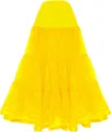 Detailed view of the vibrant yellow layered petticoat, showing fine fabric and tiered ruffles. - Yellow
