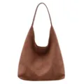 Bolso hobo de ante marron para mujer, gran bolso de hombro retro para trabajo diario. - Marrón