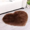 Tapis en fausse laine coeur peluche doux tapis d amour salon chambre lit deco maison - Café