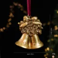 Gold retro Christmas bell resin pendant hanging ornament holiday party decoration 7x6cm - Bell / Gold