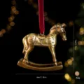 Gold Vintage Rocking Horse Christmas Tree Pendant Resin Hanging Ornament Decoration - Pony / Gold