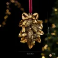 Gold vintage Christmas resin pinecone hanging ornament holiday tree decor item 8x6cm 53g - Pinecone Tree / Gold