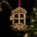 Golden vintage window Christmas resin hanging ornament holiday tree decoration pendant 9cm - Grid / Gold