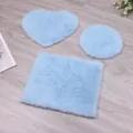 Lichtblauwe pluche mini tapijt set, schattige ronde hart vierkante poppenhuis matten. - Hemelsblauw