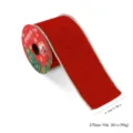 Cinta de terciopelo rojo navideño con borde dorado para decoración festiva y manualidades. - 6.3cm Ancho x 270cm Largo / Rojo Plisado (SY-03)