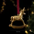 Gold resin unicorn rocking horse Christmas tree hanging ornament for holiday home decor - Unicorn / Gold