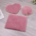1:12 Poppenhuis Mini Roze Pluche Tapijt Set Hart Cirkel Rechthoek Pluizige Mat - Oudroze