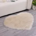 Tapis en fausse laine en forme de coeur nordique tapis de sol moelleux en peluche douce - Abricot