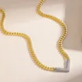 Two-tone geometric V-shaped rhinestone necklace, trendy niche design for women cross-border. - Necklace