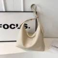 Sac à main bandoulière beige minimaliste, grand cabas hobo pour femmes au quotidien style. - Blanc Cassé