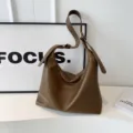 Sac à main épaule en cuir marron pour femme, grand cabas fourre-tout rétro chic quotidien. - Marron