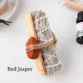 Atado de salvia blanca natural con palo santo y cristal de jaspe rojo para meditación yoga - Jaspe Rojo + Salvia + Palo Santo