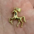 Gold plated horse pendant charm for DIY necklace making, elegant zodiac animal jewelry. - Galloping Steed Pendant(GC-A0093)