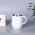Roestvrijstalen eibeker 12oz dubbelwandig vacuüm geïsoleerde mok met handvat wit - Met handvat / Wit