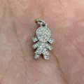 Pendentif petite fille strass ton argente pour accessoires de bijoux de collier DIY. - Petite Fille à Queues de Cheval Blanc Pendentif(GC-A0094W)