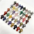 Natürlicher Kristall Stein Mini Pilz Anhänger Halskette DIY Schmuckzubehör Set 2cm - Zufällig gemischt