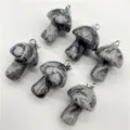 Natürlicher Stein Mini Pilz Anhänger 2cm Kristall Halskette DIY Schmuck Zubehör Charms - Landkartenstein