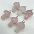 Natürlicher Rosenquarz Mini Pilz Anhänger Halskette Schmuck DIY Zubehör Accessoire - Rosenquarz