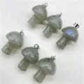 Natürlicher Kristallstein Mini Pilz Anhänger Halskette DIY Schmuck Zubehör Charms. - Importierter Labradorit