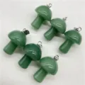 Natural green crystal stone mini mushroom pendant charm DIY jewelry accessories set 6pcs - Aventurine Jade
