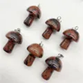 Natural crystal stone 2cm mini mushroom pendant charm for DIY necklace jewelry making accessories - Mahogany Obsidian
