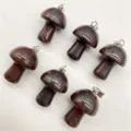 Natural Stone Mushroom Pendant Reddish Brown Crystal DIY Necklace Jewelry Accessory SKU - Black Red Stone