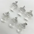 Natural crystal mini mushroom pendant DIY jewelry necklace accessory 6pcs set clear charm - White Glass