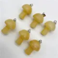 Natural crystal stone 2cm mini mushroom pendant DIY necklace jewelry accessory charm set. - Yellow Stone