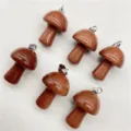 Mini Goldstone Mushroom Pendant DIY Crystal Necklace Jewelry Accessory Charm Set 6pcs - Gold Sandstone