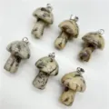 Natural crystal stone 2cm mini mushroom pendant necklace DIY jewelry accessories cute charm set! - Yellow Black Dot Stone