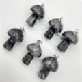 Natural crystal stone mini mushroom pendant DIY necklace jewelry accessory charm set. - Labradorite