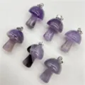 Natural purple crystal mushroom pendant jewelry DIY accessory 2cm crystal charm for necklace - Amethyst