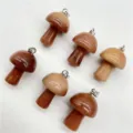 Natural crystal stone mini mushroom pendant 2cm DIY jewelry necklace charm accessory variant - Red Aventurine