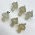 Natural crystal stone mini mushroom pendant charms for DIY necklace jewelry making accessories. - Agate