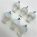 2CM mini white crystal stone mushroom pendant DIY jewelry accessories charms for necklace. - Opalite (Synthetic)