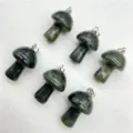 Natural crystal stone mini mushroom pendant necklace charm DIY jewelry accessories item - Black Green