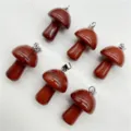 Natural Crystal Stone Mushroom Pendant DIY Jewelry Red Jasper Stone Charms 6Pcs - Red Jasper