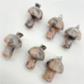 Natural crystal stone mini mushroom pendant necklace DIY jewelry accessories charm 2cm - Orange Stone