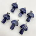 Natural crystal mini mushroom pendant DIY necklace accessories fashion jewelry charms set. - Sodalite